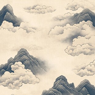 云山叠翠中式山水图景