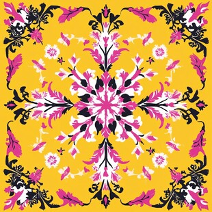 黄底花卉复古风图案设计