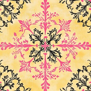 复古花卉几何图案装饰画