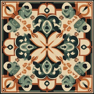 复古几何花卉拼贴装饰图案