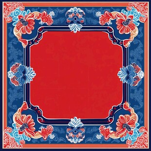 中式传统花卉边框装饰图案