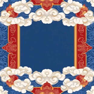 中式云纹边框传统图案背景