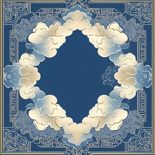 中式云纹方形传统图案