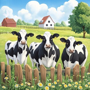 田园三奶牛的悠然景致