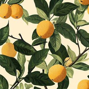 柠檬枝叶图案 清新自然风