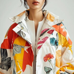 多彩印花女士时尚羽绒服