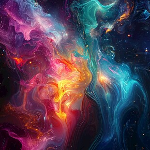 梦幻绚丽的宇宙色彩流动