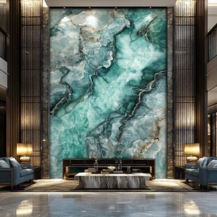 奢华客厅之绿宝石纹理背景墙