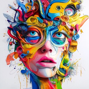 色彩斑斓的抽象艺术人脸