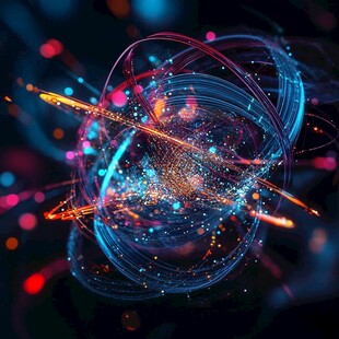 炫彩粒子环绕的梦幻景象