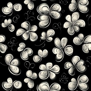 黑白花朵图案无缝背景图