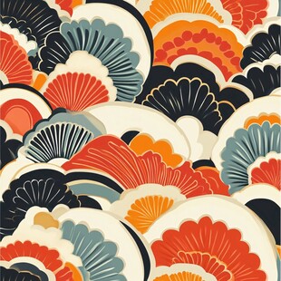 日式扇形图案几何艺术背景