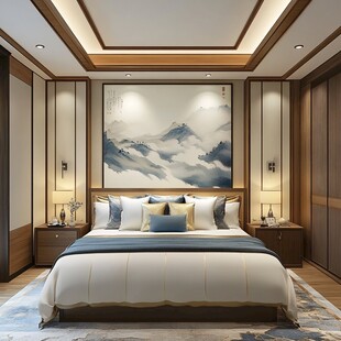 中式典雅卧室 山水意境美