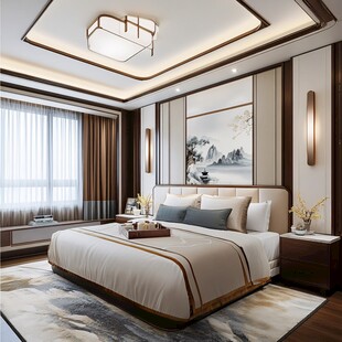 新中式风格优雅卧室空间