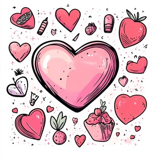 爱心元素手绘插画图案