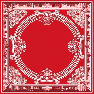 中式红底白色传统花纹边框