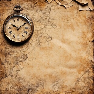 复古怀表与旧地图背景