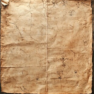 古老泛黄带纹神秘旧纸张