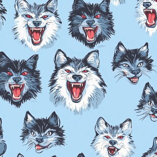 咆哮恶狼图案设计