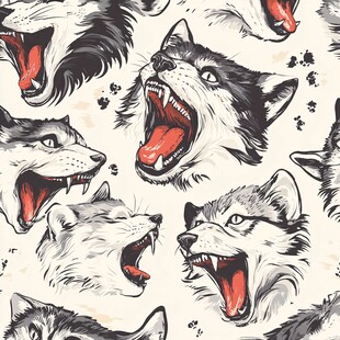 咆哮的狼头图案设计