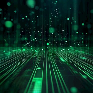 科技感绿色数字光线背景图