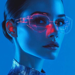 未来感科技风智能眼镜美女