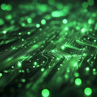 科技感绿色电路板梦幻画面