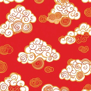 红色祥云中式传统图案