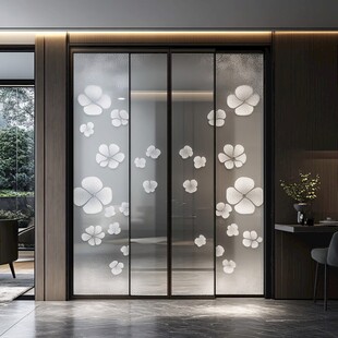 花卉图案玻璃推拉门设计