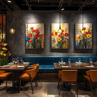 时尚餐厅的艺术花卉装饰