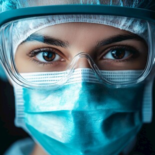 专注的医护人员特写