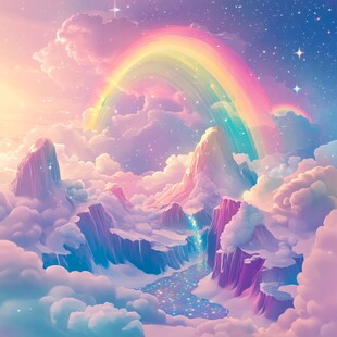 梦幻云端彩虹奇幻美景