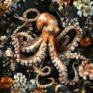 繁花中的奇幻章鱼