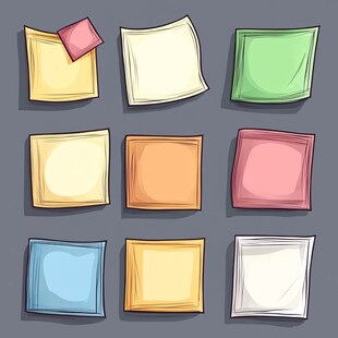 多彩方形卡通便签纸集合