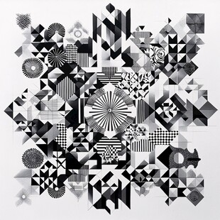 黑白几何抽象艺术图案