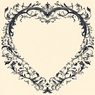 心形复古花纹装饰边框