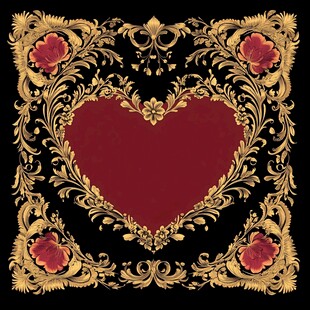 金色雕花红心华丽装饰图