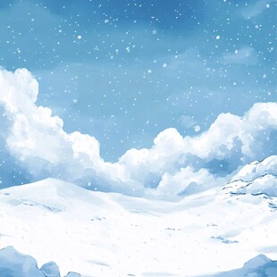 冬日雪景天空云朵插画