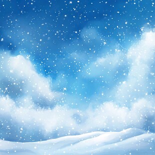 冬日飘雪蓝天雪景背景图