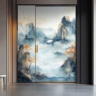 中式山水风移门装饰画