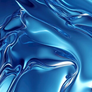 流动的蓝色液态金属质感