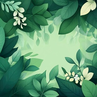 清新绿叶花卉背景图