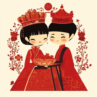中式新人甜蜜相拥