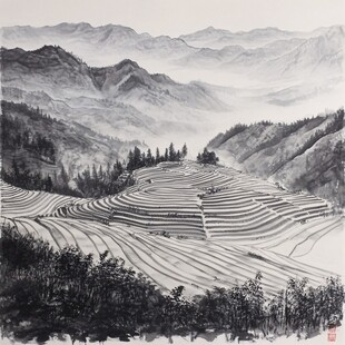 水墨梯田之山间美景