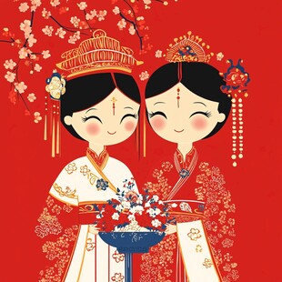 中式新婚佳人喜庆图