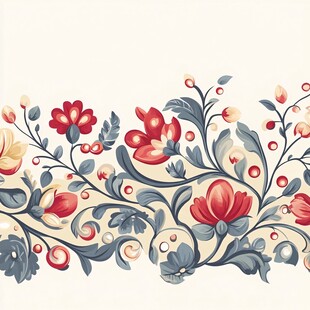 复古花卉边框图案设计