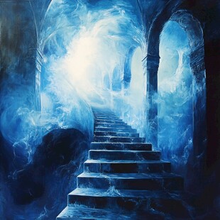 梦幻蓝调神秘阶梯通道
