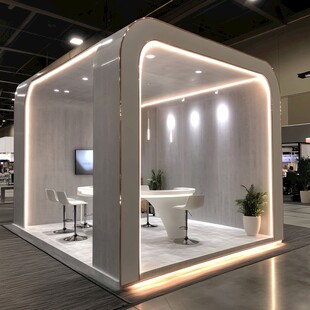 现代简约风格的白色展台