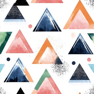 多彩几何三角水彩图案