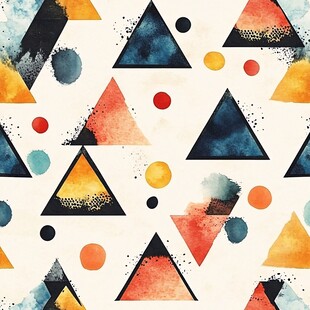 水彩几何图案无缝背景图